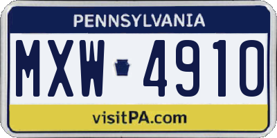 PA license plate MXW4910