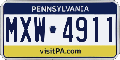 PA license plate MXW4911