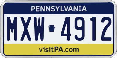 PA license plate MXW4912