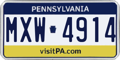 PA license plate MXW4914