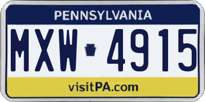 PA license plate MXW4915