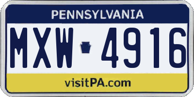 PA license plate MXW4916
