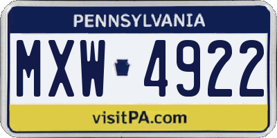 PA license plate MXW4922