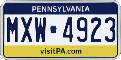 PA license plate MXW4923