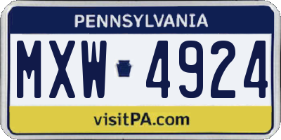 PA license plate MXW4924
