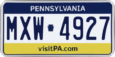 PA license plate MXW4927