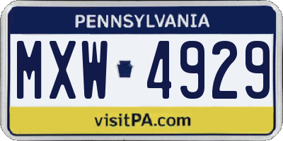 PA license plate MXW4929