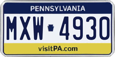 PA license plate MXW4930