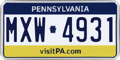 PA license plate MXW4931