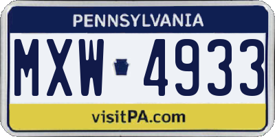 PA license plate MXW4933