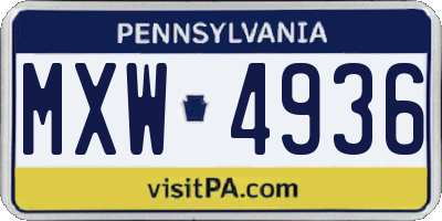 PA license plate MXW4936