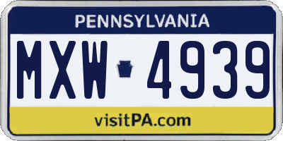 PA license plate MXW4939
