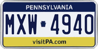 PA license plate MXW4940