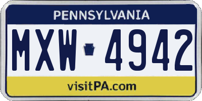 PA license plate MXW4942