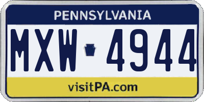 PA license plate MXW4944