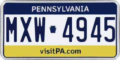 PA license plate MXW4945