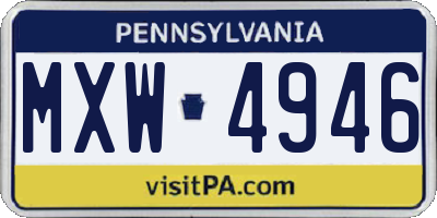 PA license plate MXW4946