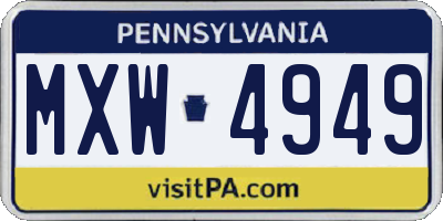 PA license plate MXW4949