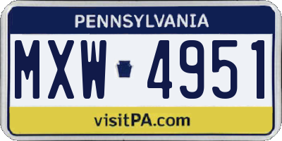 PA license plate MXW4951