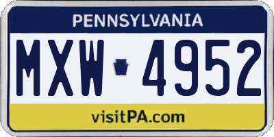 PA license plate MXW4952