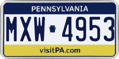 PA license plate MXW4953