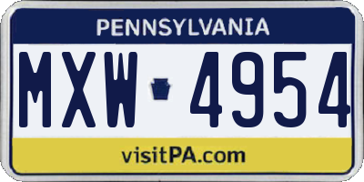 PA license plate MXW4954