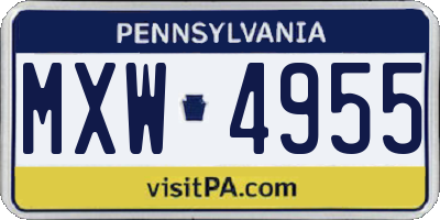 PA license plate MXW4955