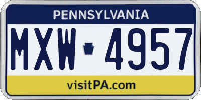 PA license plate MXW4957