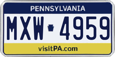 PA license plate MXW4959