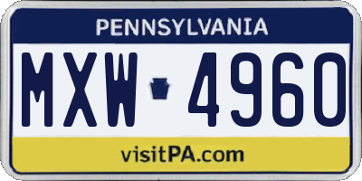PA license plate MXW4960