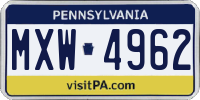 PA license plate MXW4962