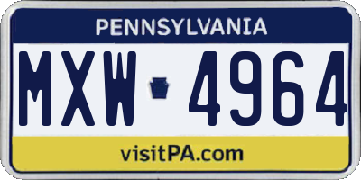 PA license plate MXW4964