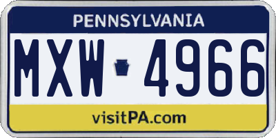 PA license plate MXW4966