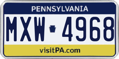 PA license plate MXW4968