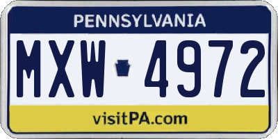 PA license plate MXW4972