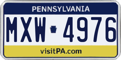 PA license plate MXW4976