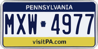 PA license plate MXW4977
