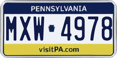 PA license plate MXW4978