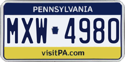 PA license plate MXW4980