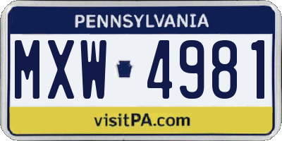 PA license plate MXW4981