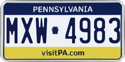 PA license plate MXW4983