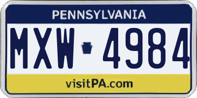 PA license plate MXW4984