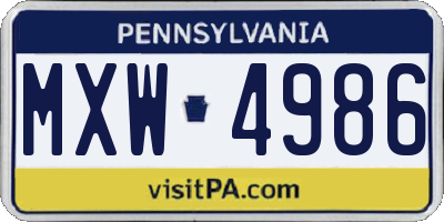 PA license plate MXW4986