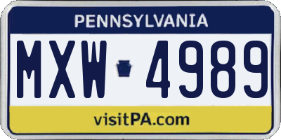 PA license plate MXW4989
