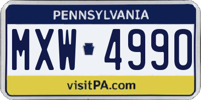 PA license plate MXW4990