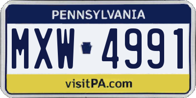 PA license plate MXW4991
