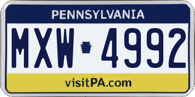 PA license plate MXW4992