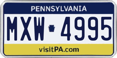 PA license plate MXW4995