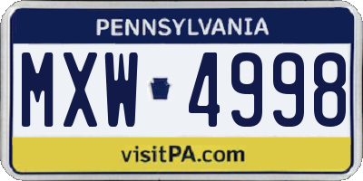 PA license plate MXW4998