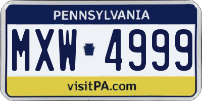 PA license plate MXW4999